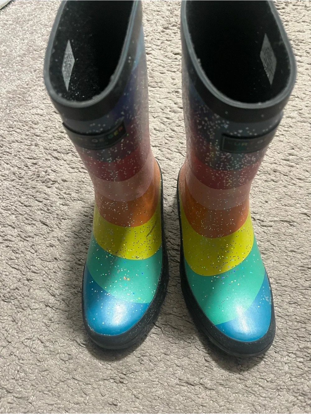 Kurt Geiger Multicolor Glitter Rain Boots sz2